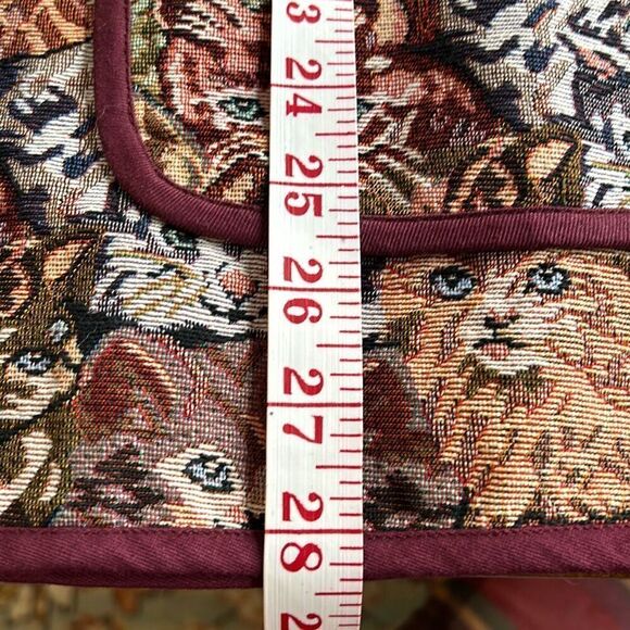 1990’s Cat Tapestry Collared Overcoat with Large Pockets and Metal   Buttons Bla - Picture 10 of 11